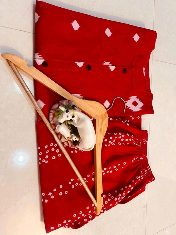 SF5 5613  Premium Floral Fine cotton kurti Palazza set*
 - Red, XL-42