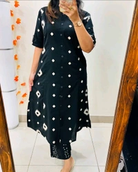 SF5 5613  Premium Floral Fine cotton kurti Palazza set*
 - Black, XL-42