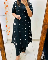 SF5 5613  Premium Floral Fine cotton kurti Palazza set*
 - Black, 3XL-46
