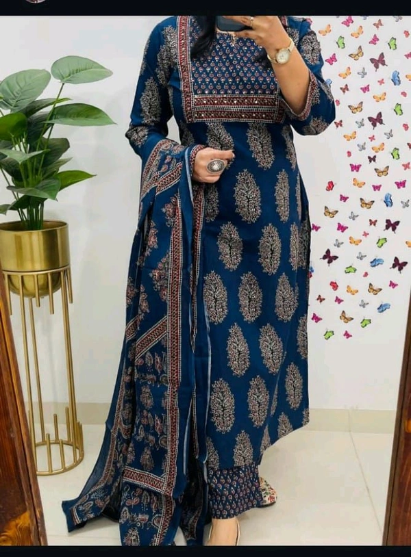 LCJ 5615 Pure Cottan  Kurti with Pant with Nack Hand work  - M-38