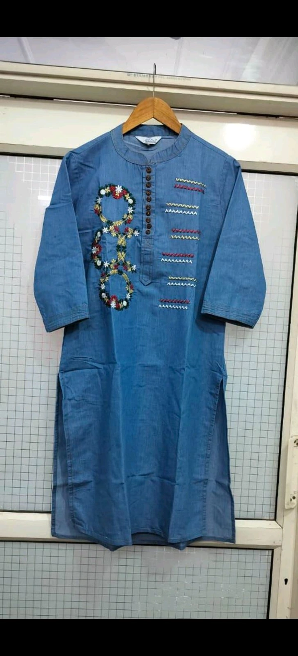 KD18  5617. *LONG EMBROIDERED DENIM kurti*DENIM  
 - XL-42