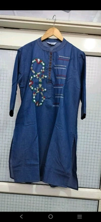 KD18  5617. *LONG EMBROIDERED DENIM kurti*DENIM  
 - XL-42