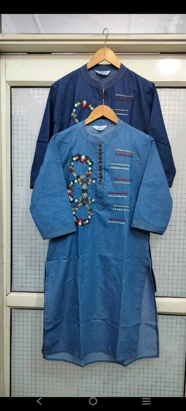 KD18  5617. *LONG EMBROIDERED DENIM kurti*DENIM  
 - 2XL-44