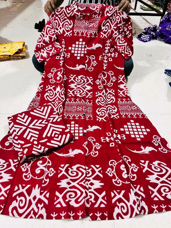 SF5 5620 *Newest Jaipur print _aline cord -set 
Design Kurti with side pocket*

 - Maroon, L-40