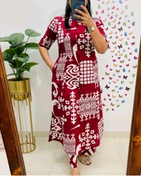 SF5 5620 *Newest Jaipur print _aline cord -set 
Design Kurti with side pocket*

 - Maroon, XL-42