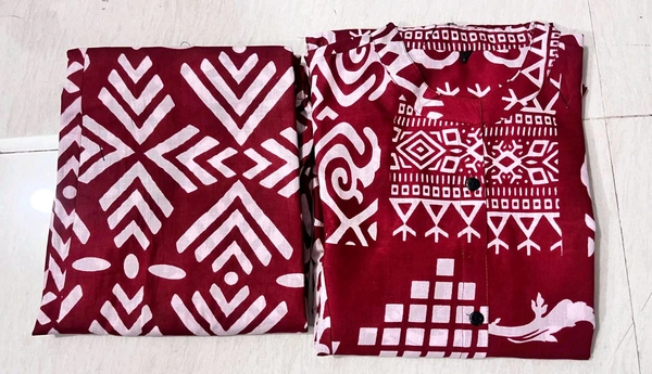 SF5 5620 *Newest Jaipur print _aline cord -set 
Design Kurti with side pocket*

 - Maroon, 2XL-44