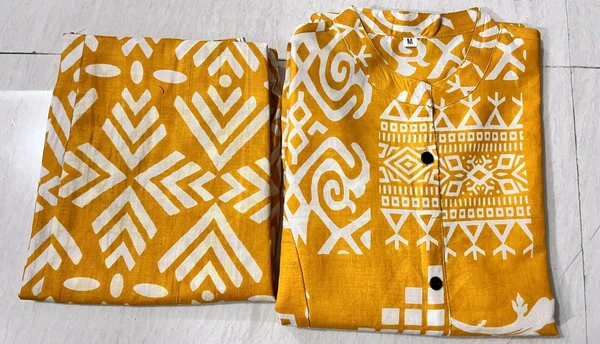 SF5 5620 *Newest Jaipur print _aline cord -set 
Design Kurti with side pocket*

 - Yellow, L-40