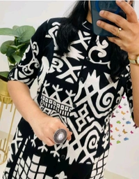 SF5 5620 *Newest Jaipur print _aline cord -set 
Design Kurti with side pocket*

 - Black, L-40