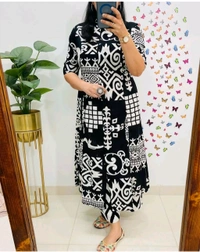 SF5 5620 *Newest Jaipur print _aline cord -set 
Design Kurti with side pocket*

 - Black, L-40