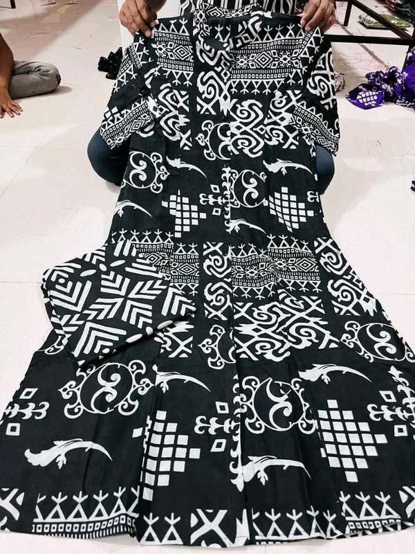 SF5 5620 *Newest Jaipur print _aline cord -set 
Design Kurti with side pocket*

 - Black, L-40