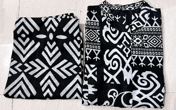 SF5 5620 *Newest Jaipur print _aline cord -set 
Design Kurti with side pocket*

 - Black, L-40
