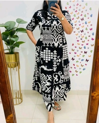 SF5 5620 *Newest Jaipur print _aline cord -set 
Design Kurti with side pocket*

 - Black, XL-42