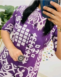 SF5 5620 *Newest Jaipur print _aline cord -set 
Design Kurti with side pocket*

 - Purple, XL-42