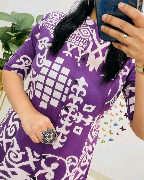 SF5 5620 *Newest Jaipur print _aline cord -set 
Design Kurti with side pocket*

 - Purple, XL-42