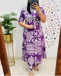 SF5 5620 *Newest Jaipur print _aline cord -set 
Design Kurti with side pocket*

 - Purple, XL-42