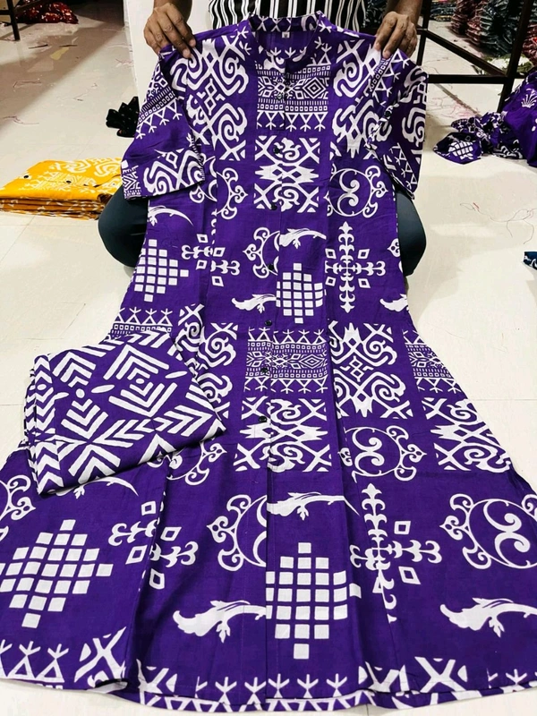 SF5 5620 *Newest Jaipur print _aline cord -set 
Design Kurti with side pocket*

 - Purple, XL-42