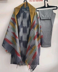 LCJ 5623 Pure fine South cotton Pant Kurta  handloom cotton dupatta - Gray, M-38