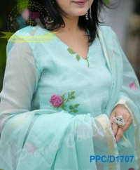 LCj 5620 * EMBROIDERED KOTA SET PURE SOFT COTTON  KOTA DORIYA KURTI KOTA DORIYA DUPATTA  - M-38