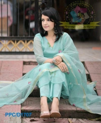 LCj 5620 * EMBROIDERED KOTA SET PURE SOFT COTTON  KOTA DORIYA KURTI KOTA DORIYA DUPATTA  - M-38