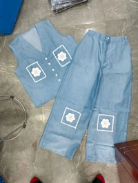 KD18  5626 Denim "Shify" Silk Co.ord set
 - Navy Blue, 36