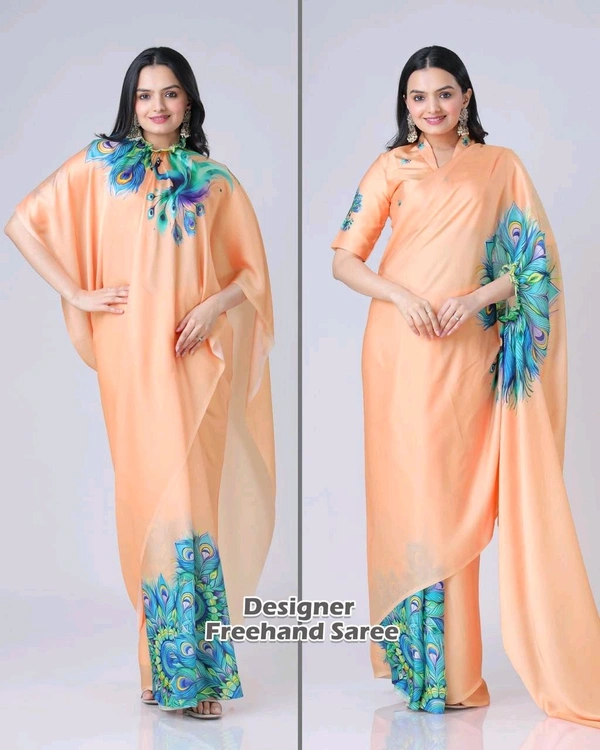 DSS 2627  One More Super Hit FreeHand Heavy Satin Silk Saree Design Launch*
  - Orange, 2XL-44