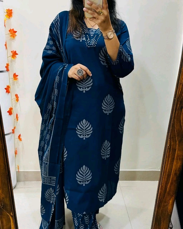 KDJ 2628 *Heavy Cotton*  Sequence Work Kurti with Hand work Pant 


 - Blue, M-38