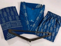 KDJ 2628 *Heavy Cotton*  Sequence Work Kurti with Hand work Pant 


 - Blue, 2XL-44