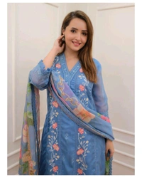 SF5  5629 ✅*NEW  PARTY WEAR TOP AND PLAZZO. WITH FANCY DUPPATA AND EMBROIDERY
 HAVY CHINON  SILK WITH DIGITAL PRINT  - M-38