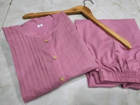 SF5 5631 Heavy Cotton With  embroidered  work Kurti Paired With Pant 
 - Pink, XL-42