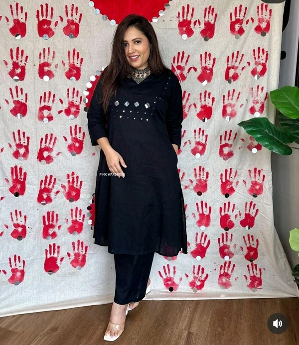 SF5 5634   New cotton Party Wear Look New A-line kurta with palzaa a-line Hand Work  kurta with palzaa set
 - M-38