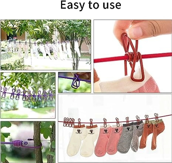 Cloth Drying Rope with Hooks 