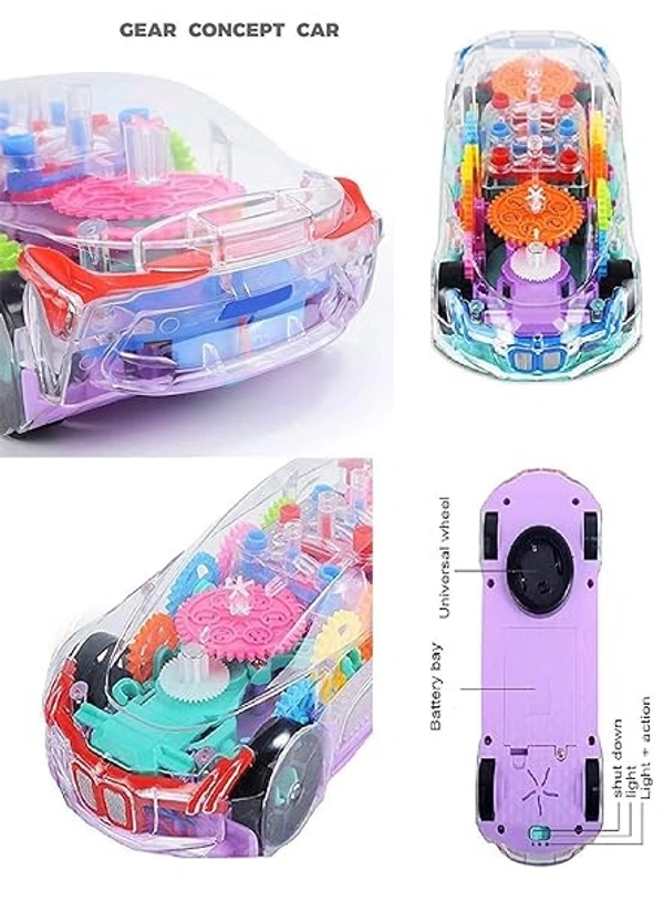 Transparent car 3D Concept Car Toy for Kids with 360 Degree Rotation