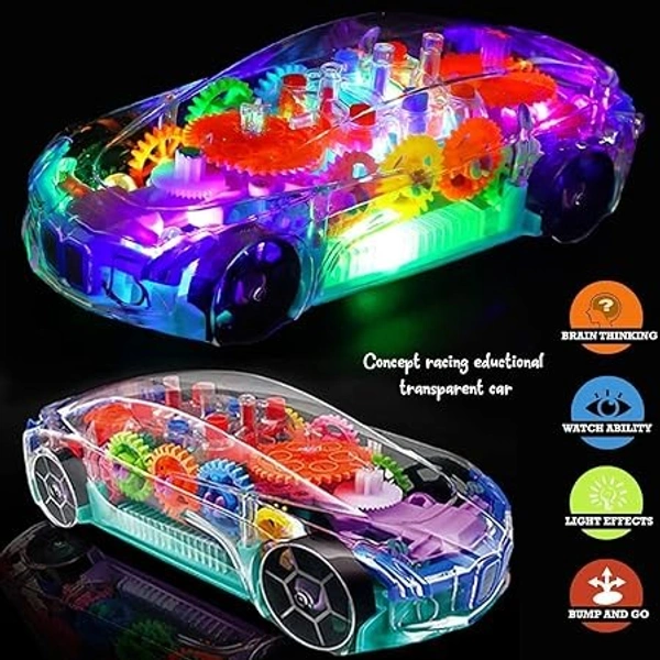 Transparent car 3D Concept Car Toy for Kids with 360 Degree Rotation