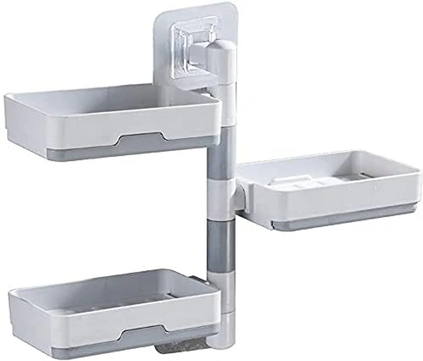 Self-Adhesive 3 Layer Soap Dish Holder for Bathroom Shower and Kitchen