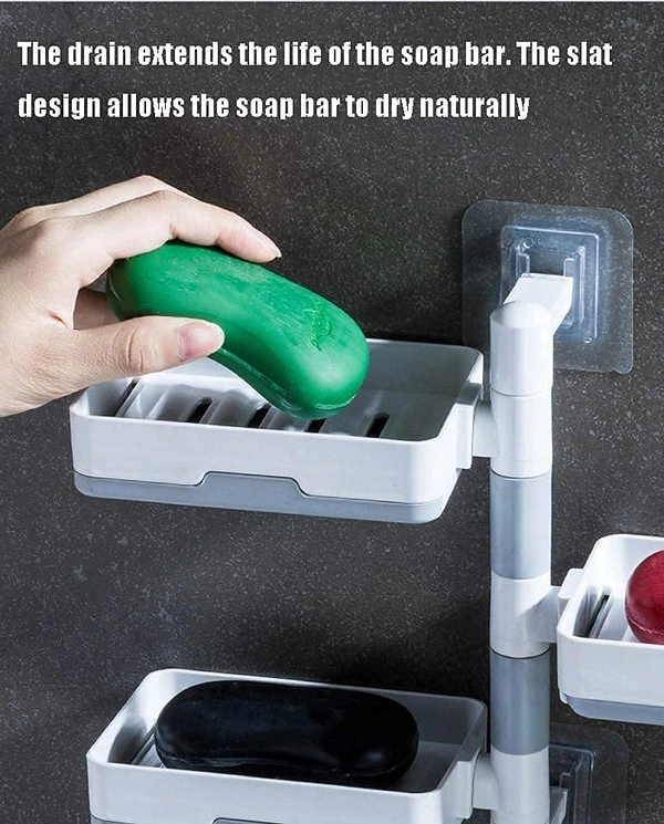 Self-Adhesive 3 Layer Soap Dish Holder for Bathroom Shower and Kitchen
