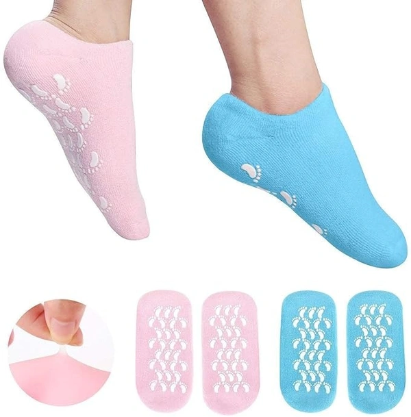 Silicone Gel Spa Socks For Dry & Cracked Skin Relief. [Multicolor] - FREE SIZE