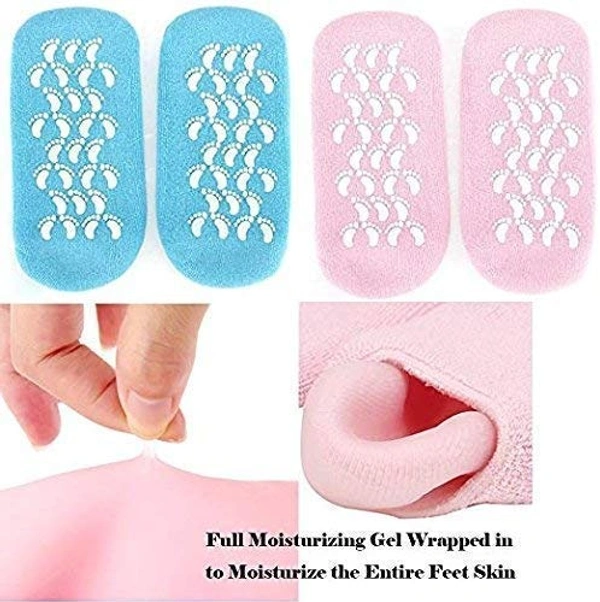 Silicone Gel Spa Socks For Dry & Cracked Skin Relief. [Multicolor] - FREE SIZE