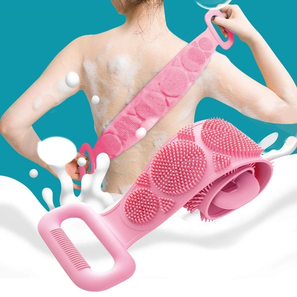 Silicone Body Back Scrubber, Double Side Bathing Brush For Skin Deep Cleaning Massage, Dead Skin Removal Exfoliating Belt For Shower, Easy To Clean,body Brush For Bathing - 