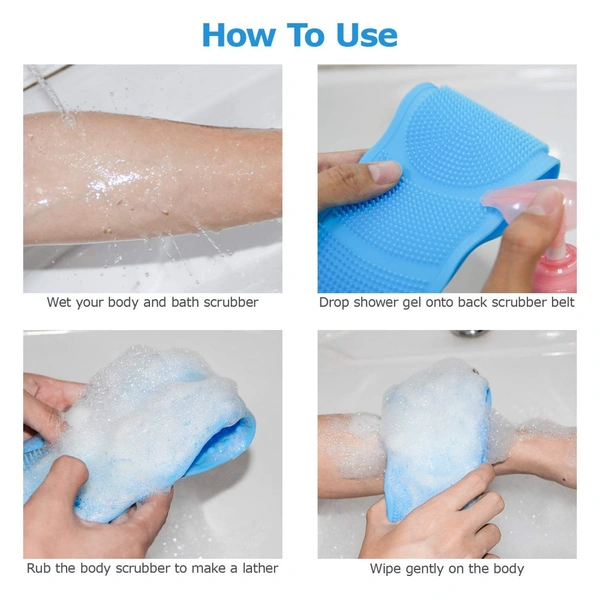 Silicone Body Back Scrubber, Double Side Bathing Brush For Skin Deep Cleaning Massage, Dead Skin Removal Exfoliating Belt For Shower, Easy To Clean,body Brush For Bathing - 