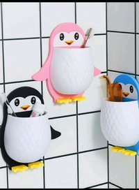 PENGUIN SHAPE WALL MOUNTED TOOTHPASTE HOLDER 