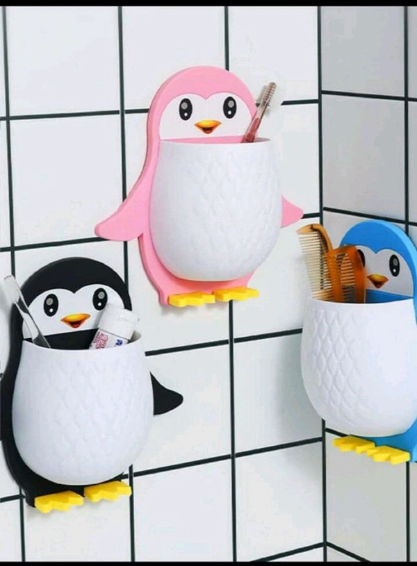 PENGUIN SHAPE WALL MOUNTED TOOTHPASTE HOLDER 