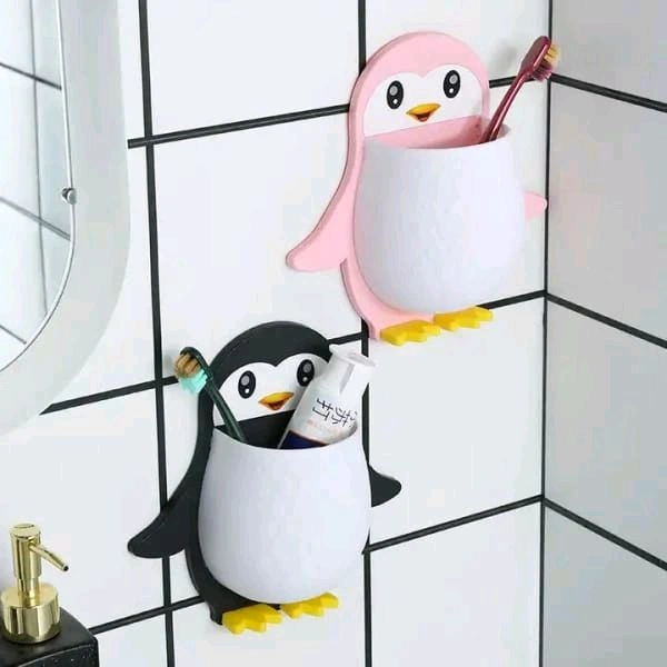 PENGUIN SHAPE WALL MOUNTED TOOTHPASTE HOLDER 