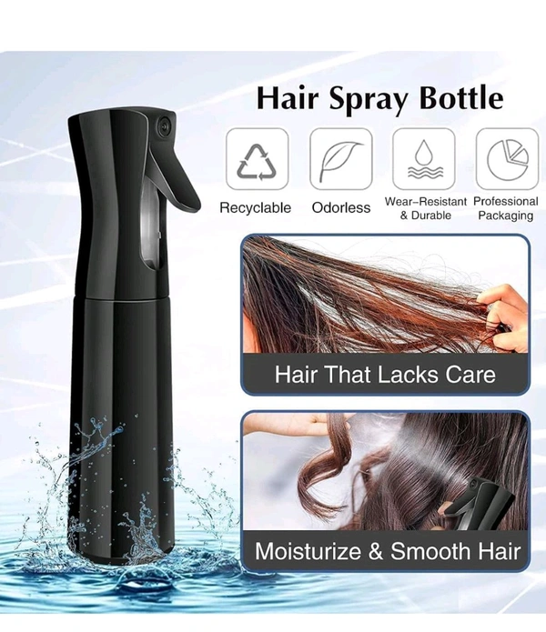 Spray Bottle Refillable Fine Mist Sprayer Bottle for Hair Styling, Cleaning, Garden Continuous Water Mister - Black, 500 Ml