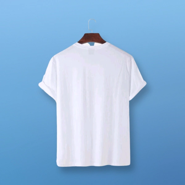 Men's Round Neck White Anime Eye Printed Tshirt  - White, S