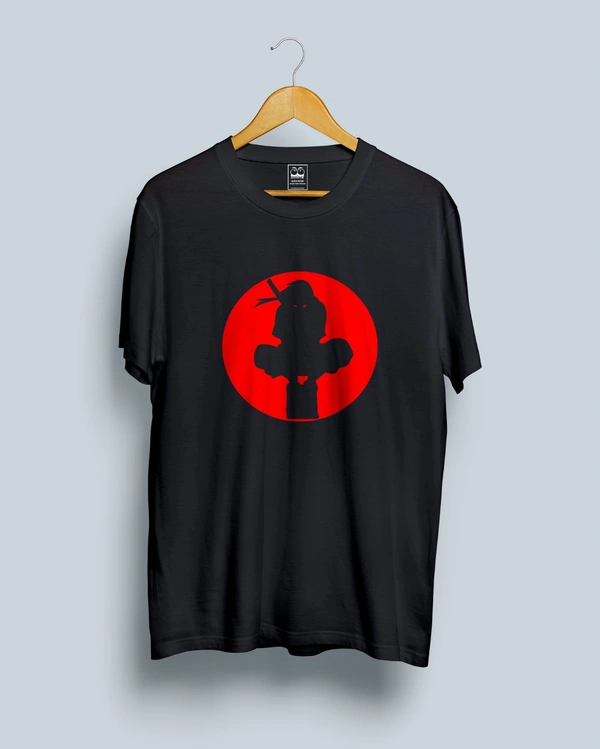 Ninja Printed Black Half sleeve Unisex Tshirt  - Black, Free