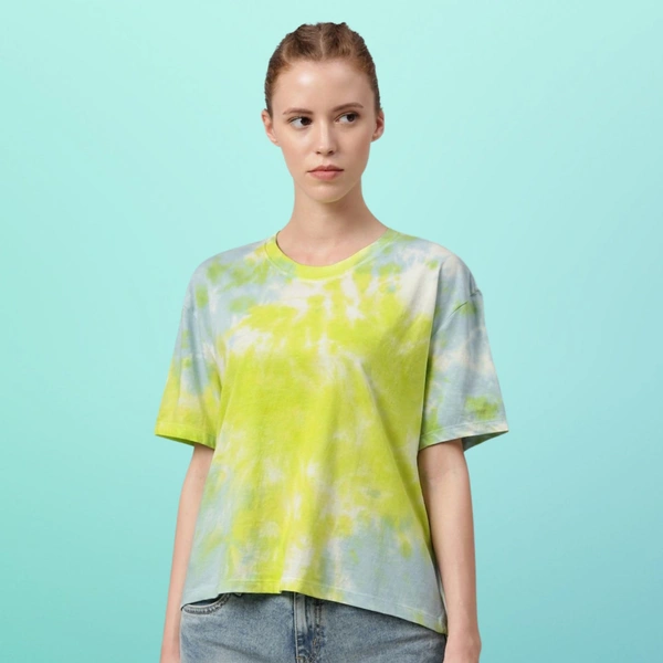 HRX Blue Lime Half Sleeve Tshirt For Women  - Laser Lemon, M