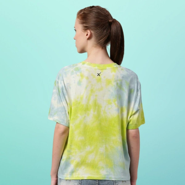 HRX Blue Lime Half Sleeve Tshirt For Women  - Laser Lemon, L