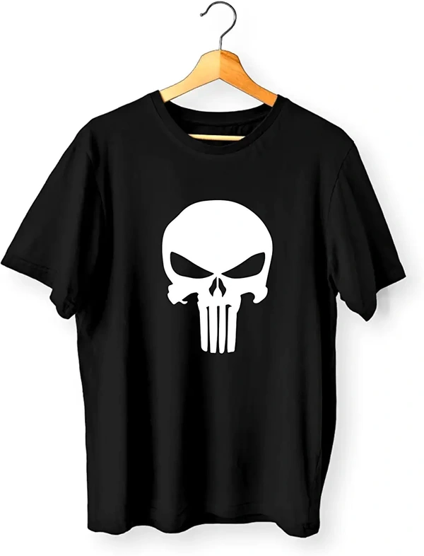 Ghost Head Black Half Sleeve Printed Tshirt  - Black, XL
