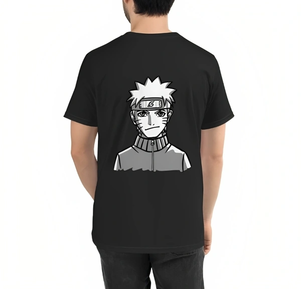 Backprinted Naruto Half sleeve Black Tshirt - Black, M