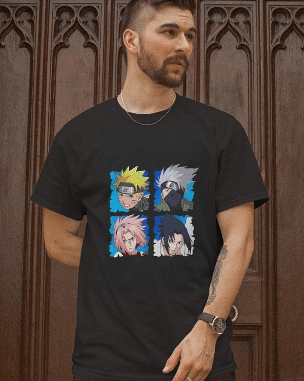 Anime Tshirt For Men's  - Black, XL